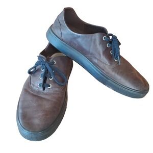 ECCO Men’s Sneakers Leather Lace up Black Sole Sz 11 Brown Gorpcore Work Casual